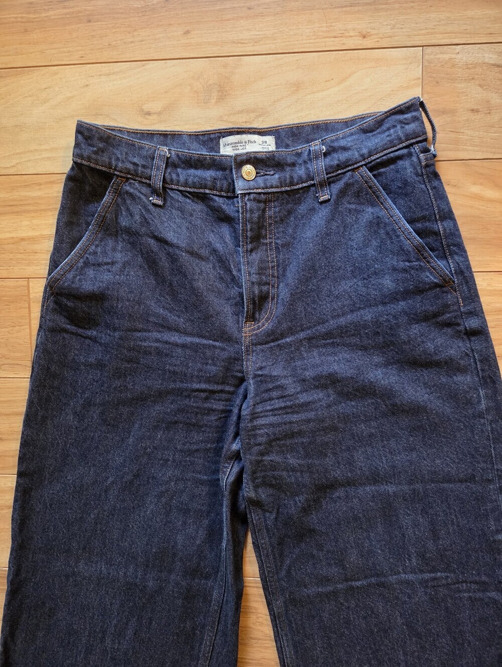 Abercrombie & Fitch High Rise Wide Leg Jeans Blue Size 28 Extra Long - Picture 4 of 10